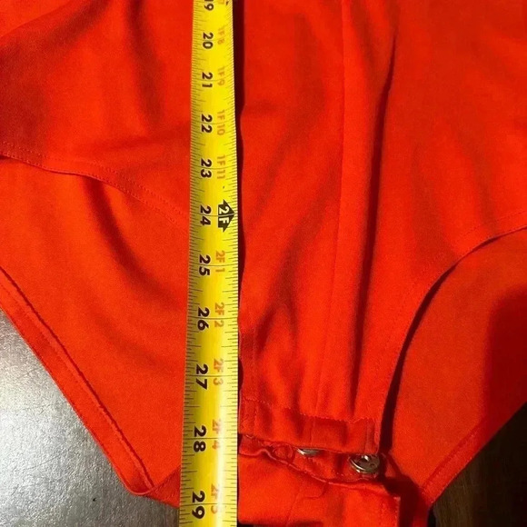 Vintage Orange Mignon Snap Bottom Body Suit. Sparkle Accent. Long Sleeve. Size m - Picture 8 of 10